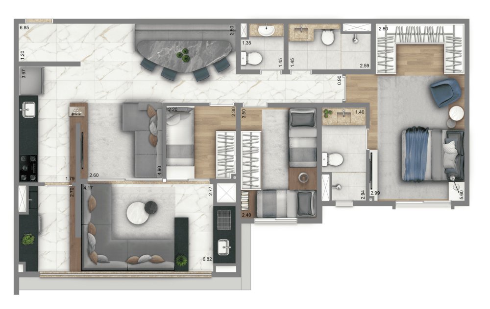 100m� | 3 dormit�rios (sendo 1 su�te)