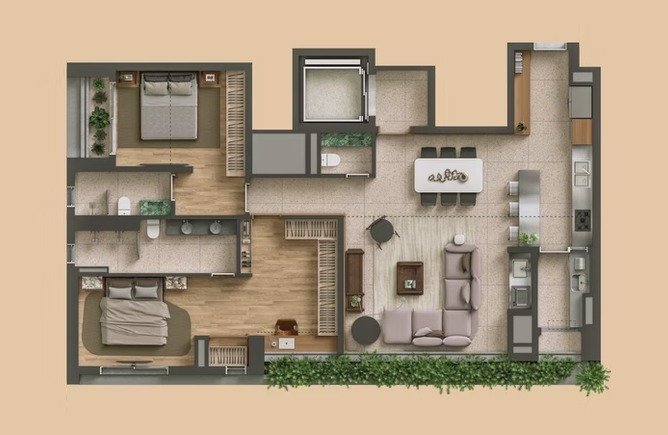 130m� | 2 su�tes com cozinha americana