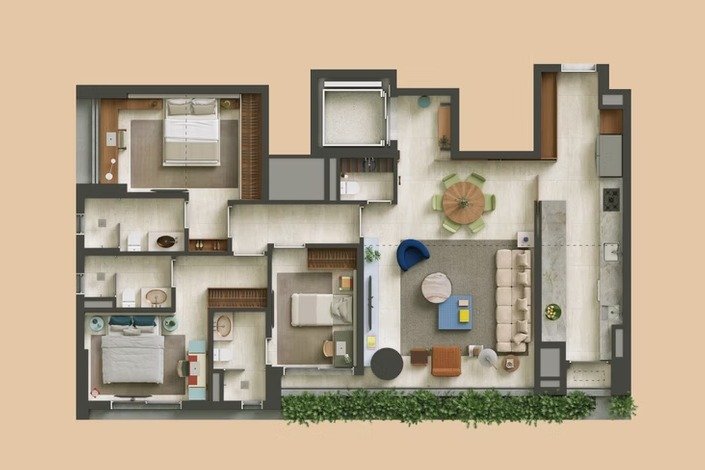 130m� | 3 su�tes com cozinha fechada