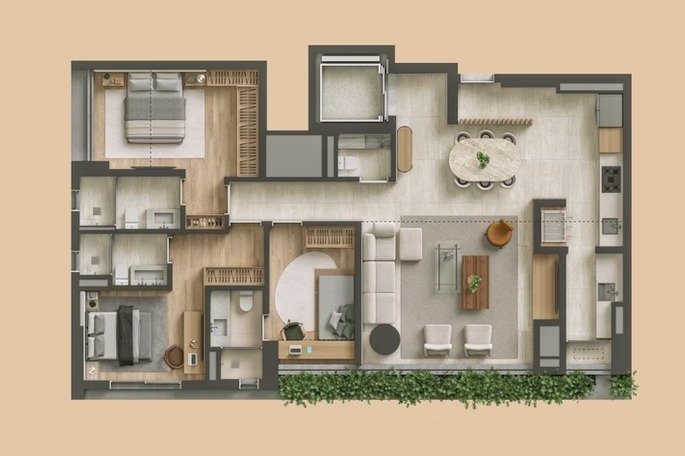 130m� | 3 su�tes e integra��o total