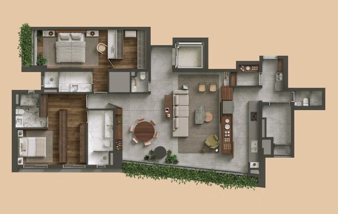 170m� | 2 su�tes a principal com 2 banheiros