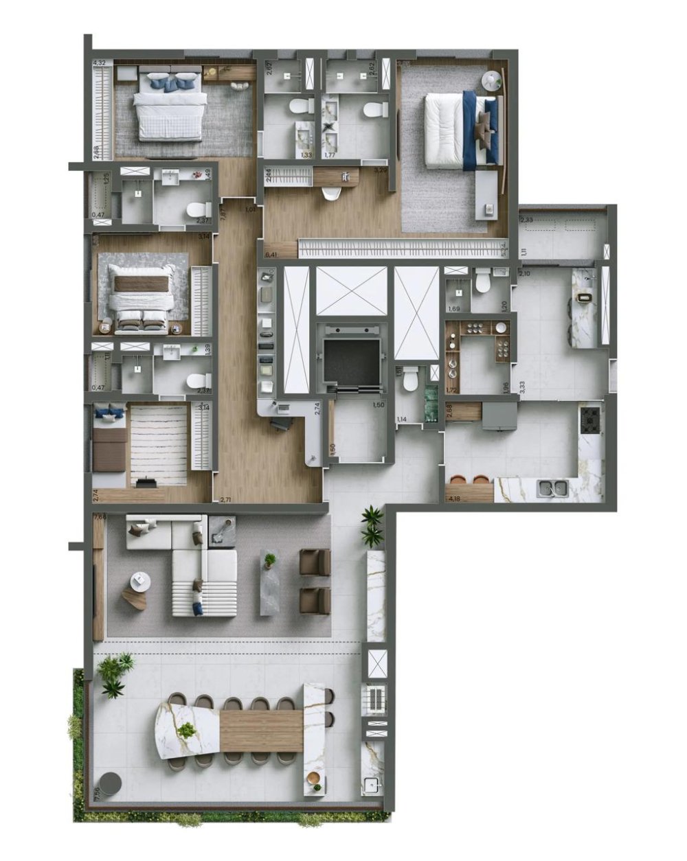 Planta 207m� | 4 su�tes