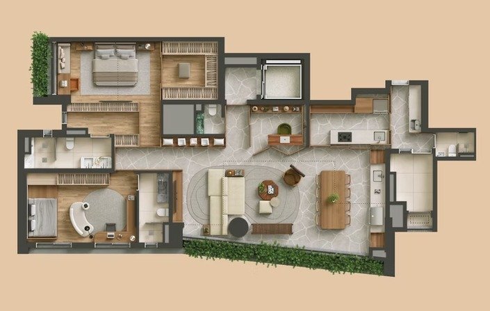 170m� | 2 su�tes a principal com 2 closets e cozinha fechada em outra posi��o 