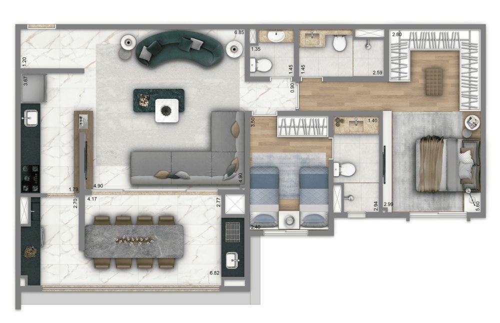 100m� | 2 su�tes 