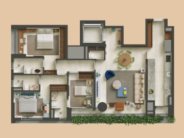 130m | 3 sutes com cozinha fechada
